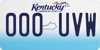 KY license plate 000UVW