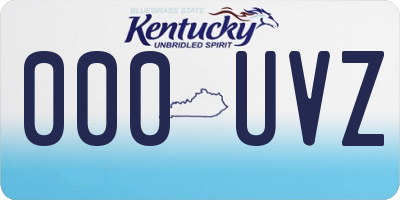 KY license plate 000UVZ