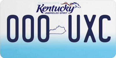 KY license plate 000UXC