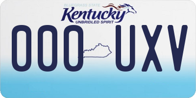 KY license plate 000UXV