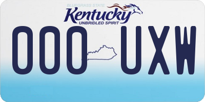 KY license plate 000UXW