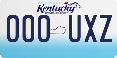 KY license plate 000UXZ