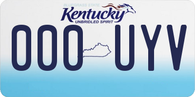 KY license plate 000UYV