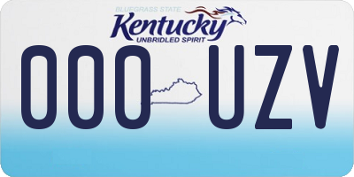 KY license plate 000UZV