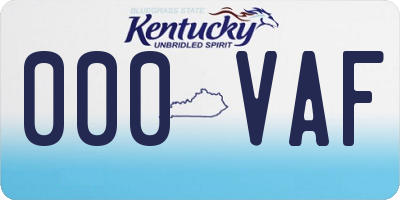 KY license plate 000VAF