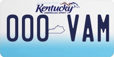 KY license plate 000VAM