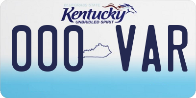 KY license plate 000VAR