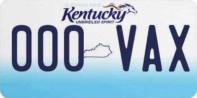 KY license plate 000VAX