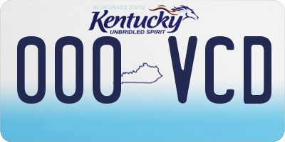 KY license plate 000VCD