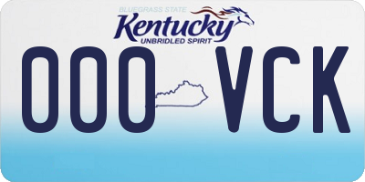 KY license plate 000VCK