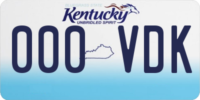 KY license plate 000VDK
