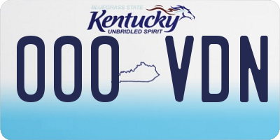 KY license plate 000VDN