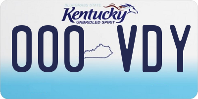 KY license plate 000VDY