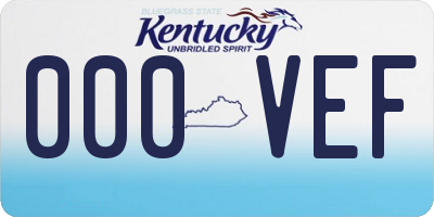 KY license plate 000VEF