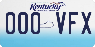 KY license plate 000VFX