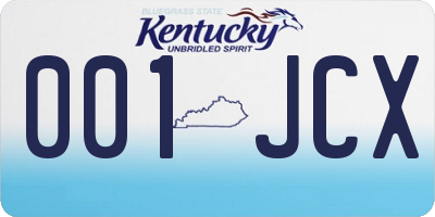 KY license plate 001JCX