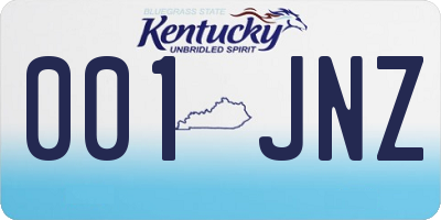 KY license plate 001JNZ