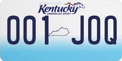 KY license plate 001JOQ