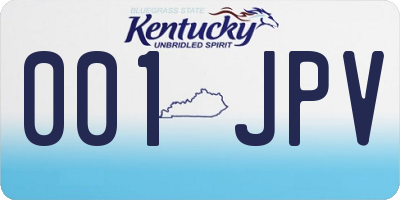 KY license plate 001JPV
