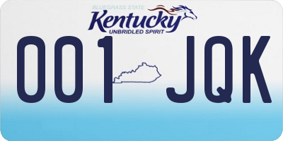 KY license plate 001JQK