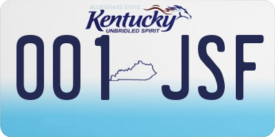 KY license plate 001JSF
