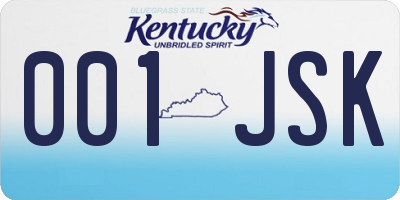 KY license plate 001JSK