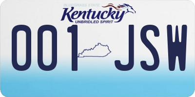 KY license plate 001JSW