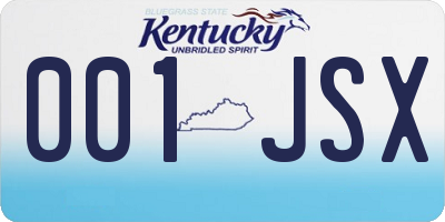 KY license plate 001JSX