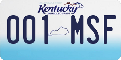 KY license plate 001MSF