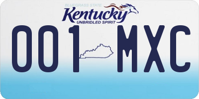 KY license plate 001MXC