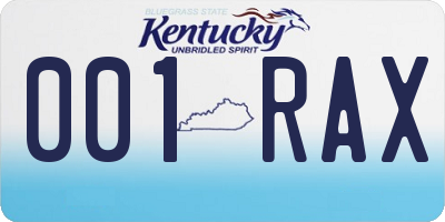 KY license plate 001RAX