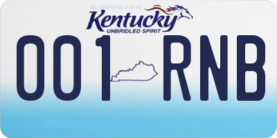 KY license plate 001RNB