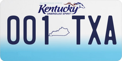 KY license plate 001TXA