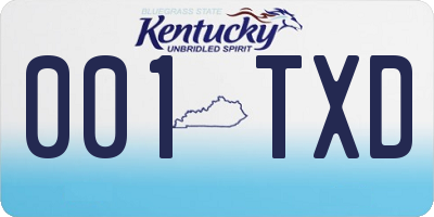 KY license plate 001TXD