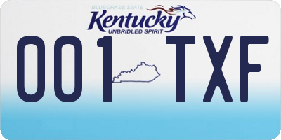 KY license plate 001TXF