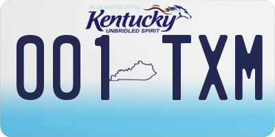 KY license plate 001TXM