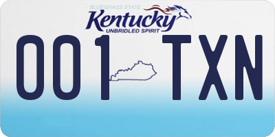 KY license plate 001TXN