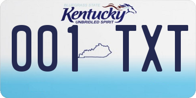 KY license plate 001TXT