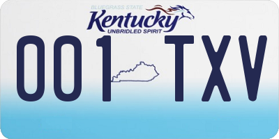 KY license plate 001TXV