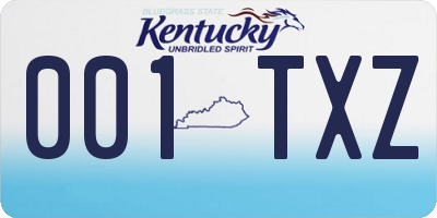 KY license plate 001TXZ