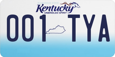 KY license plate 001TYA