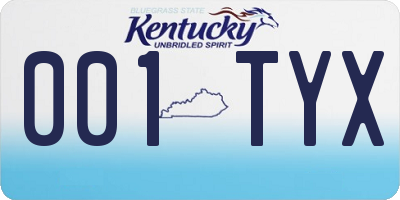 KY license plate 001TYX