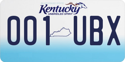 KY license plate 001UBX