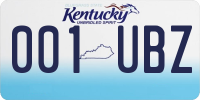 KY license plate 001UBZ