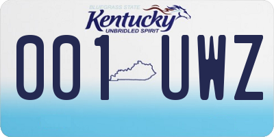 KY license plate 001UWZ