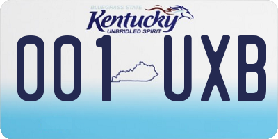 KY license plate 001UXB