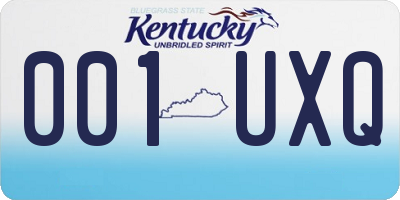 KY license plate 001UXQ