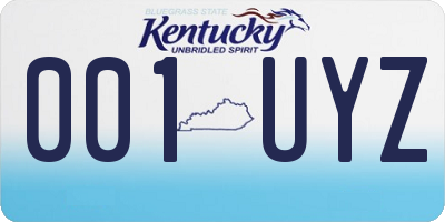 KY license plate 001UYZ