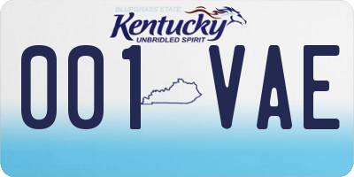 KY license plate 001VAE