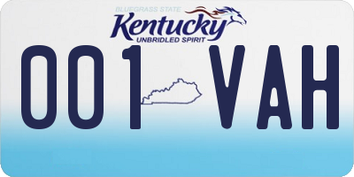 KY license plate 001VAH